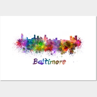 Baltimore skyline in watercolor Posters and Art